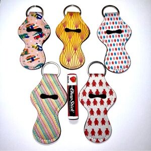 NWOT-Colorful Lip Balm Holder Keychains (5)